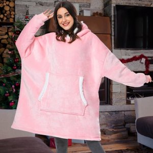 Colour Pleasure Ciepła bluza kocobluza XXL koc oversize 2w1 gruba długa futrzak z kapturem 9