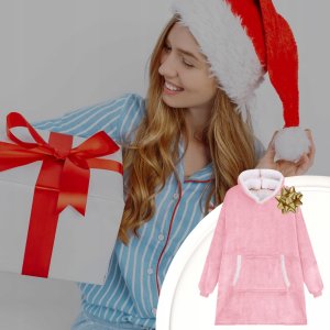 Colour Pleasure Ciepła bluza kocobluza XXL koc oversize 2w1 gruba długa futrzak z kapturem 10