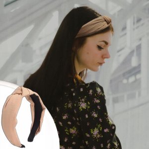 WatchMe Opaska do włosów szeroka beżowa węzeł supeł pin up 2