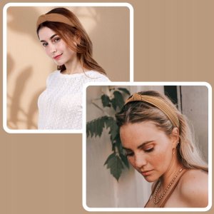 WatchMe Opaska do włosów szeroka beżowa węzeł supeł pin up 5