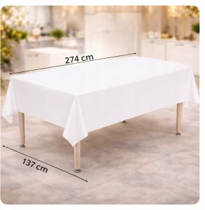 WTM Obrus na Stół Plamoodporny Biały 137x274cm Cerata na Stół Gładki Foliowy 8