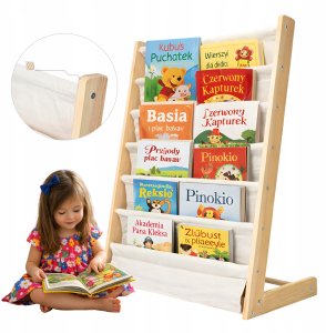 WTM Regał na książki dla dzieci drewniany szafka organizer 6 półek Montessori 12