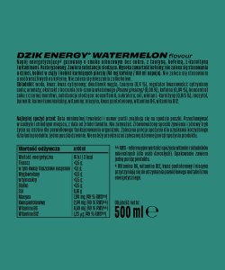Born WK DZIK napój energetyczny o smaku arbuza bez cukru 500ml X 24 sztuki 2