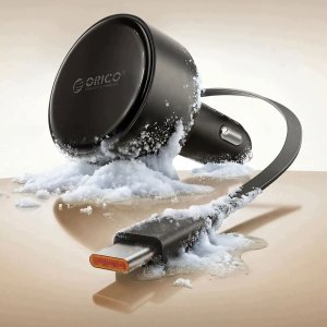 Ładowarka Orico Samochodowa FC-60-2C 60W ze zwijanym kablem USB-C 65 cm - czarna (6942886200362) 5