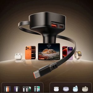 Ładowarka Orico Samochodowa FC-66-1A2C 66W z wbudowanym zwijanym kablem USB-C - czarna (6942886200379) 2