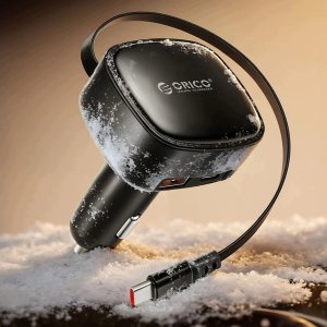 Ładowarka Orico Samochodowa FC-66-1A2C 66W z wbudowanym zwijanym kablem USB-C - czarna (6942886200379) 8