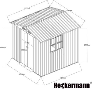 Heckermann Domek narzędziowy ogrodowy 5m2 Metalowa szopa na narzędzia do ogrodu S0606A-1717M 7