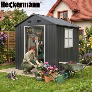 Heckermann Domek narzędziowy ogrodowy 5m2 Metalowa szopa na narzędzia do ogrodu S0606A-1717M 10