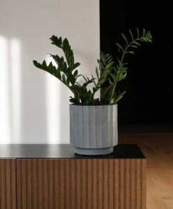 Polnix Doniczka ceramiczna osłonka dekoracyjna ryflowana szara 36 cm 2