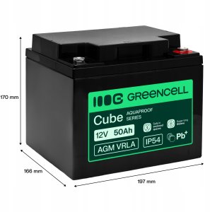 Green Cell AGM VRLA 12V 50Ah maintenance-free battery for UPS power supply, scales (197x166x170mm) (AGM12V50AH-H) 2
