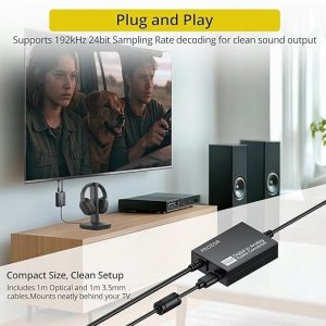 Avantree Konwerter optyczny na 3,5 mm 192 kHz DAC, cyfrowo-analogowy audio PROZOR 2
