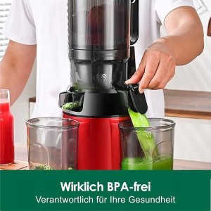 Wyciskarka wolnoobrotowa TopJuicer Fretta 200W,sokowirówka soki czerwona Wtyczka UK 3