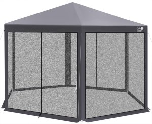 Saska Garden Pawilon ogrodowy sześciokątny 2x2x2x2.5M z moskitierą szary 2