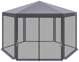 Saska Garden Pawilon ogrodowy sześciokątny 2x2x2x2.5M z moskitierą szary 3