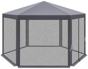 Saska Garden Pawilon ogrodowy sześciokątny 2x2x2x2.5M z moskitierą szary 4