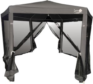 Saska Garden Pawilon ogrodowy sześciokątny 2x2x2x2.5M z moskitierą szary 7
