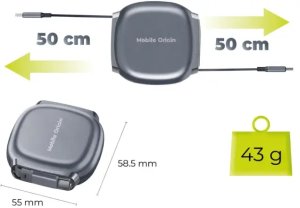 Kabel USB Mobile Origin 100W Retractable Cable Box USB-C to USB-C CB7 Space Grey (MO-CB7-SPG) 4