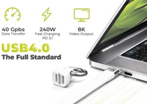 Kabel USB Mobile Origin 240W 40Gbps 8K USB-C Keychain Cable CB17 White (MO-UK-CB17-WHT) 4