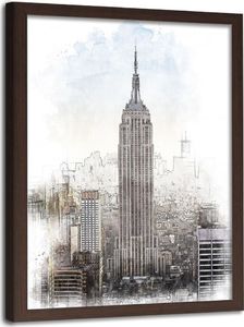 Feeby Obraz w ramie brązowej, Empire State Building 50x70 1