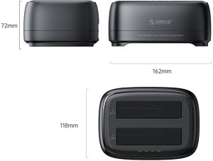 Stacja dokująca Orico 2 dyski SATA 2,5/3,5'' HDD/SSD, klonowanie, USB-C 5Gbps (DD28C3-C-EU-BK-BP) 4