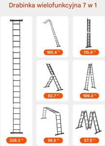 Profi Tools Drabina wielofunkcyjna 7w1 teleskopowa 5-stopniowa 5,8m do domu 3
