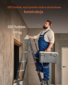 Profi Tools Drabina wielofunkcyjna 7w1 teleskopowa 5-stopniowa 5,8m do domu 4