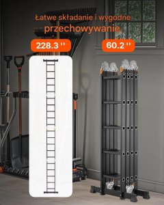 Profi Tools Drabina wielofunkcyjna 7w1 teleskopowa 5-stopniowa 5,8m do domu 6
