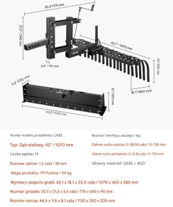 R.E.I.S. Zgrabiarka aerator równiarka traktorka ogród mocna 107 cm lemiesz liści BHP 2