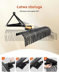 Vevor Wertykulator do traktorka 152cm 32 zęby stalowe do trawnika i ogrodu 5