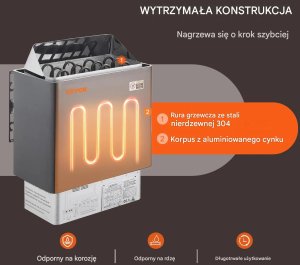 Uniprodo Piec do sauny elektryczny 6kW 400V sterownik cyfrowy do domu SPA 4