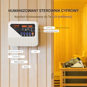 Uniprodo Piec do sauny elektryczny 6kW 400V sterownik cyfrowy do domu SPA 5