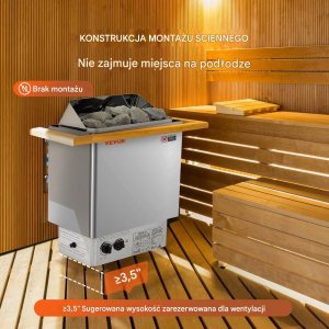 Uniprodo Piec do sauny elektryczny 8kW 400V timer stalowy do domu i SPA 7