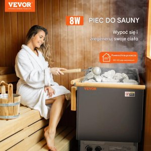 Uniprodo Piec do sauny elektryczny 8kW 400V timer do domu i SPA 110C 3