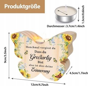 RELAXDAYS Świecznik drewniany prezent motyl 2