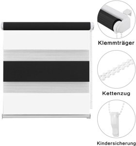 DecoDesign Roleta dzień noc na okno 50x150 cm czarno-biała 2