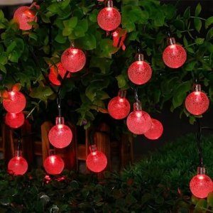 Lampki choinkowe DWM Solarne z kulkami, wodoodporne 5m, czerwone 4