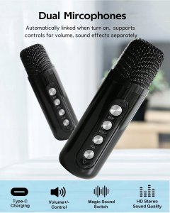 Wieża AMT Zestaw do karaoke Głośnik i 2 mikrofony HIFI RGB 219D 4