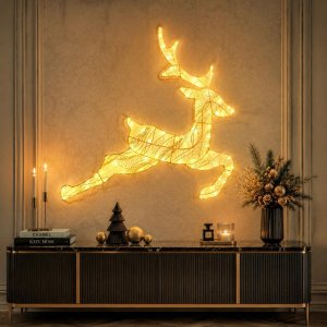 Dekoracja świąteczna Koopman Świetlna renifer 79X73CM 540LED złoty 5