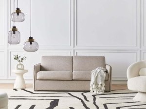 Beliani Sofa rozkładana dla 2 osób ISHOJ Jasnobrązowy (561345 Bel) 2