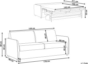 Beliani Sofa rozkładana dla 2 osób ISHOJ Jasnobrązowy (561345 Bel) 3
