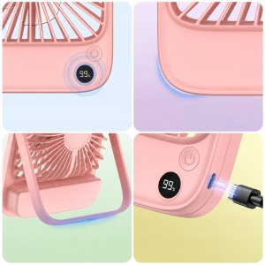 Wentylator Topk Wiatrak USB Cichy mini wentylator biurkowy chłodzenie 5000mAh TOPK K65 5