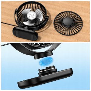 Wentylator Topk Wiatrak USB Cichy mini wentylator biurkowy chłodzenie TOPK K62C czarny 6