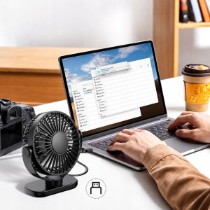 Wentylator Topk Wiatrak USB Cichy mini wentylator biurkowy chłodzenie TOPK K62C czarny 9