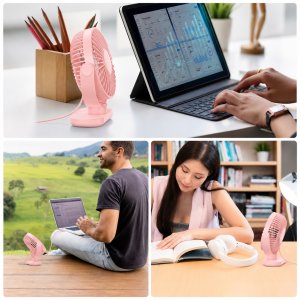 Wentylator Topk Wiatrak USB Cichy mini wentylator biurkowy chłodzenie TOPK K62C różowy 9