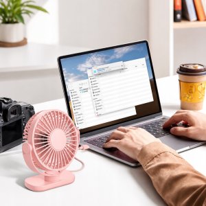 Wentylator Topk Wiatrak USB Cichy mini wentylator biurkowy chłodzenie TOPK K62C różowy 10