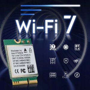 Kontroler Adaptec Karta sieciowa MT7925 WiFi 7 M.2 Bluetooth 5.4 AX BE 6.5Gbps Tri-Band 11