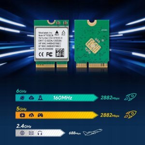 Kontroler Adaptec Karta sieciowa MT7925 WiFi 7 M.2 Bluetooth 5.4 AX BE 6.5Gbps Tri-Band 12