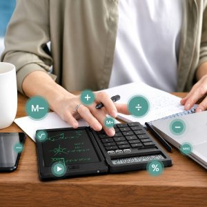 Kalkulator HKBD Kalkulator biurowy szkolny naukowy z notatnikiem notepad 2w1 rysik 3