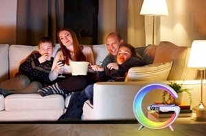 Lampa stołowa Atmosphere Lampa LED RGB ładowarka indukcyjna 15W + zegar + głośnik Bluetooth Czarna 10