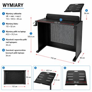 Hardman Stół DJ DTS14 czarny z półką na laptop/mikser one size 18